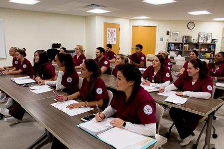 nursing students in a classroom setting