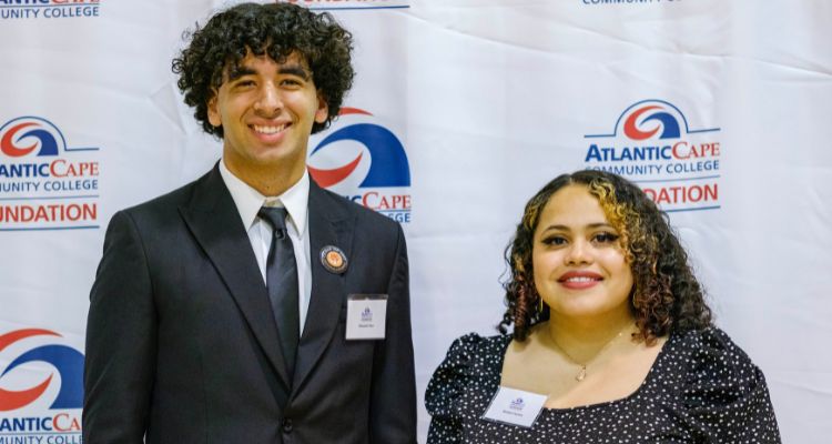 Atlantic Cape Early College Program graduate Moustafa Nasr and Academy of Culinary Arts graduate Jocelyn Caceres at the Scholarship Recognition Ceremony