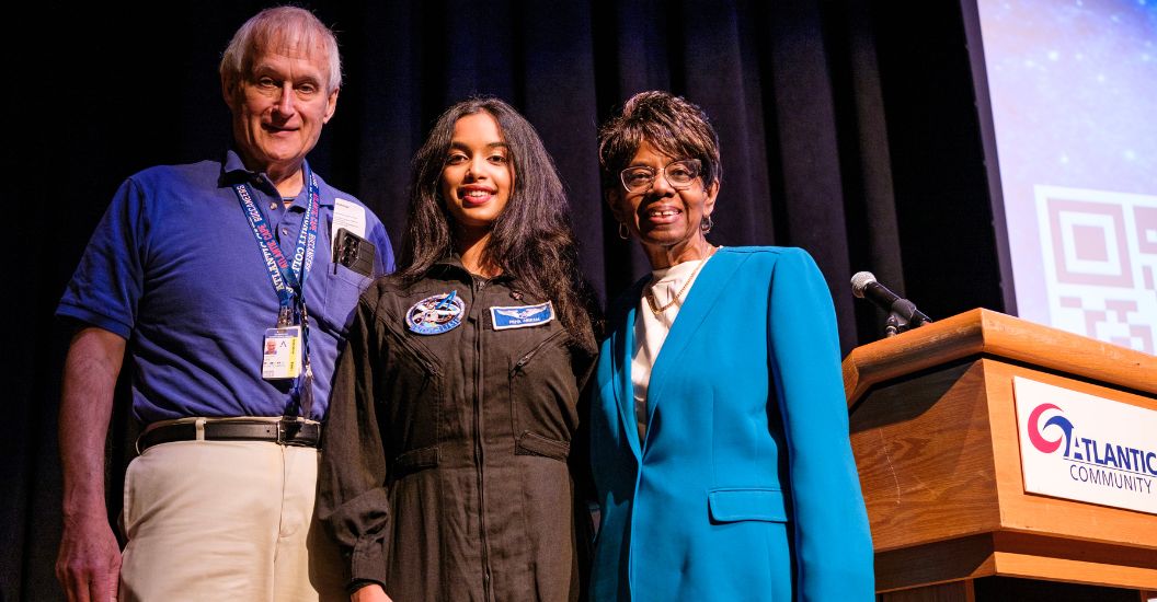 Tim Cwik with keynote speaker Priya Abiram and Atlantic Cape President Dr. Barbara Gaba