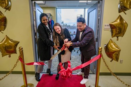 Celebrating the grand reopening of the Campus Closet's new location in J Building