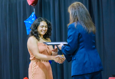 Chloe receiving an award at the Athletics Banquet