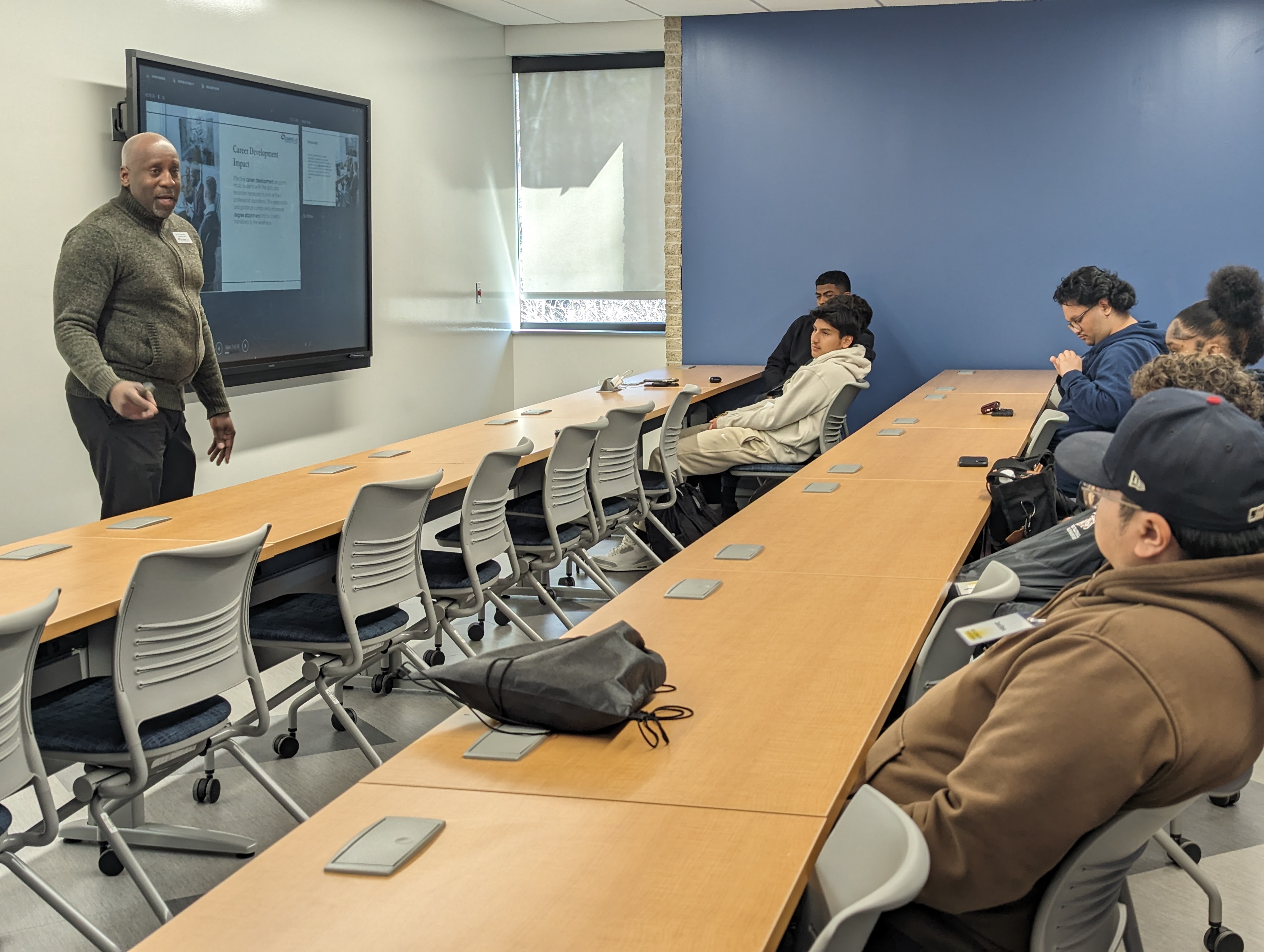 Eric Stewart speaks to the students during a breakout session