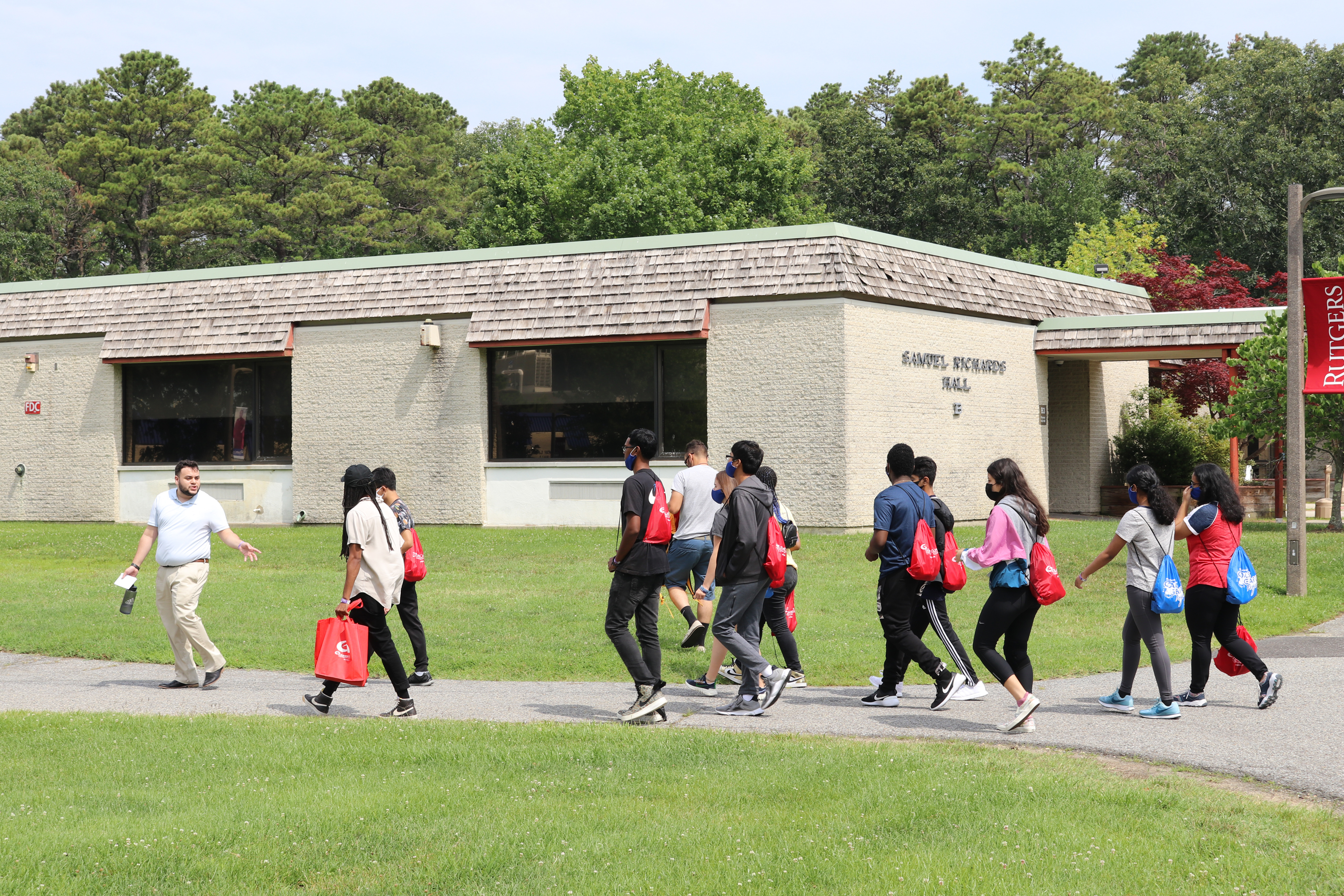 students walking on tour