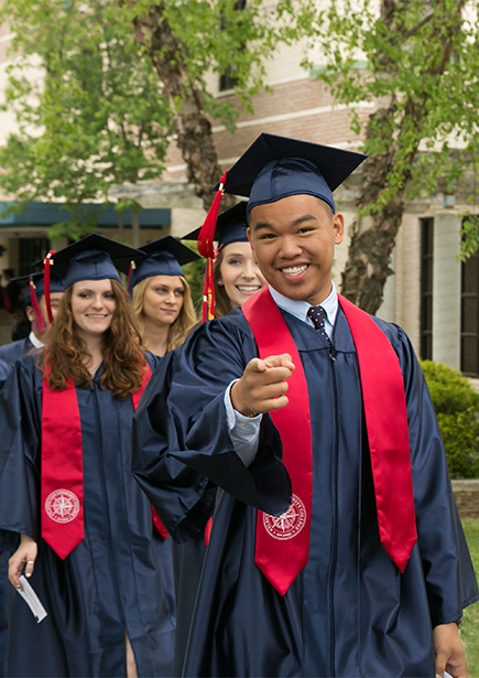 Students in caps and gowns