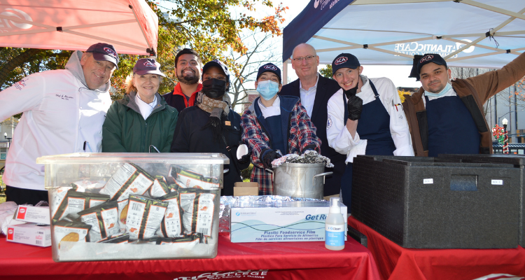 Atlantic Cape staff, culinary students and chef educators at the Thanksgiving Luncheon Friday, Nov. 19 in City Center Park. 