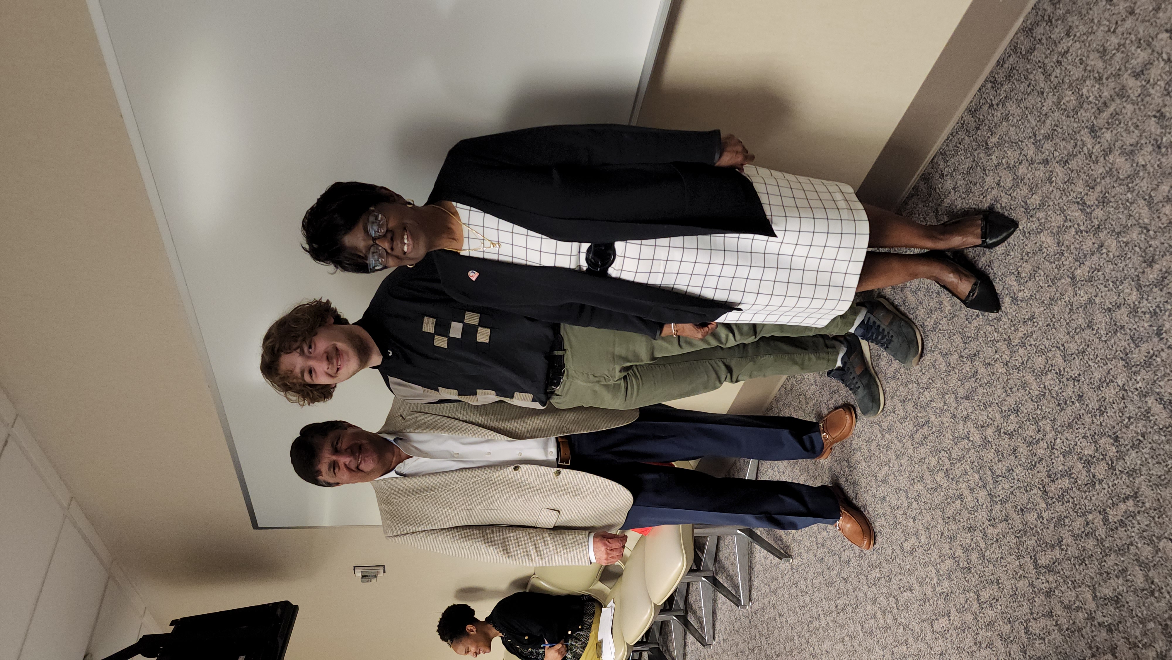 Atlantic Cape Foundation Board President James Rutala, Atlantic Cape student Alumni Trustee Shane Winkler, and Atlantic Cape Community College President Dr. Barbara Gaba at the June 22, 2022 Foundation board meeting.