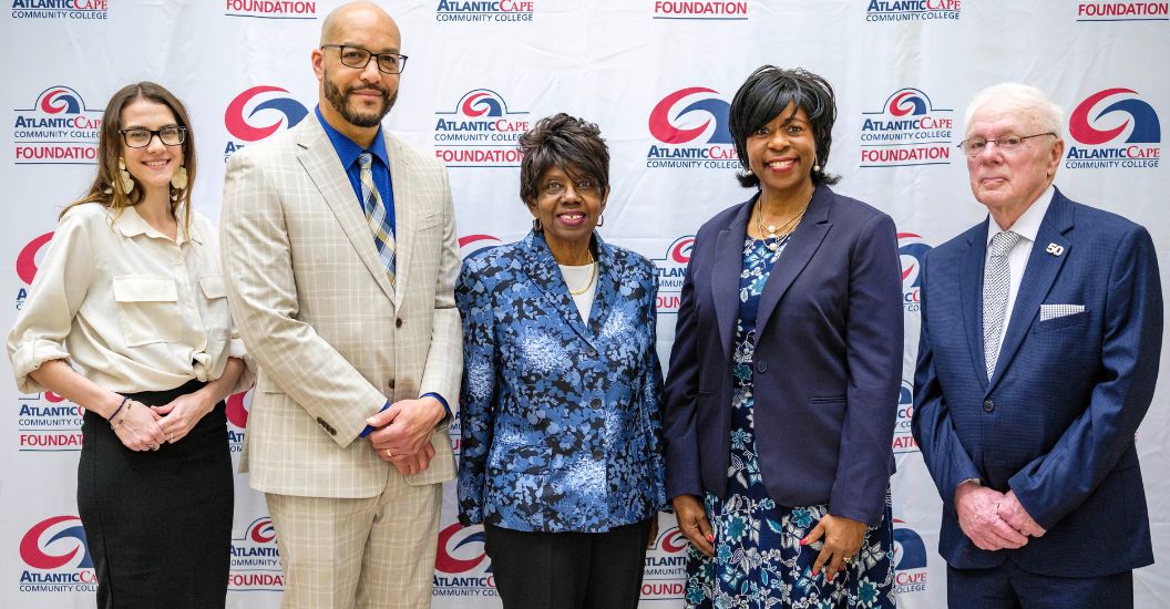 Atlantic Cape President Dr. Barbara Gaba with distinguished alumni award recipients