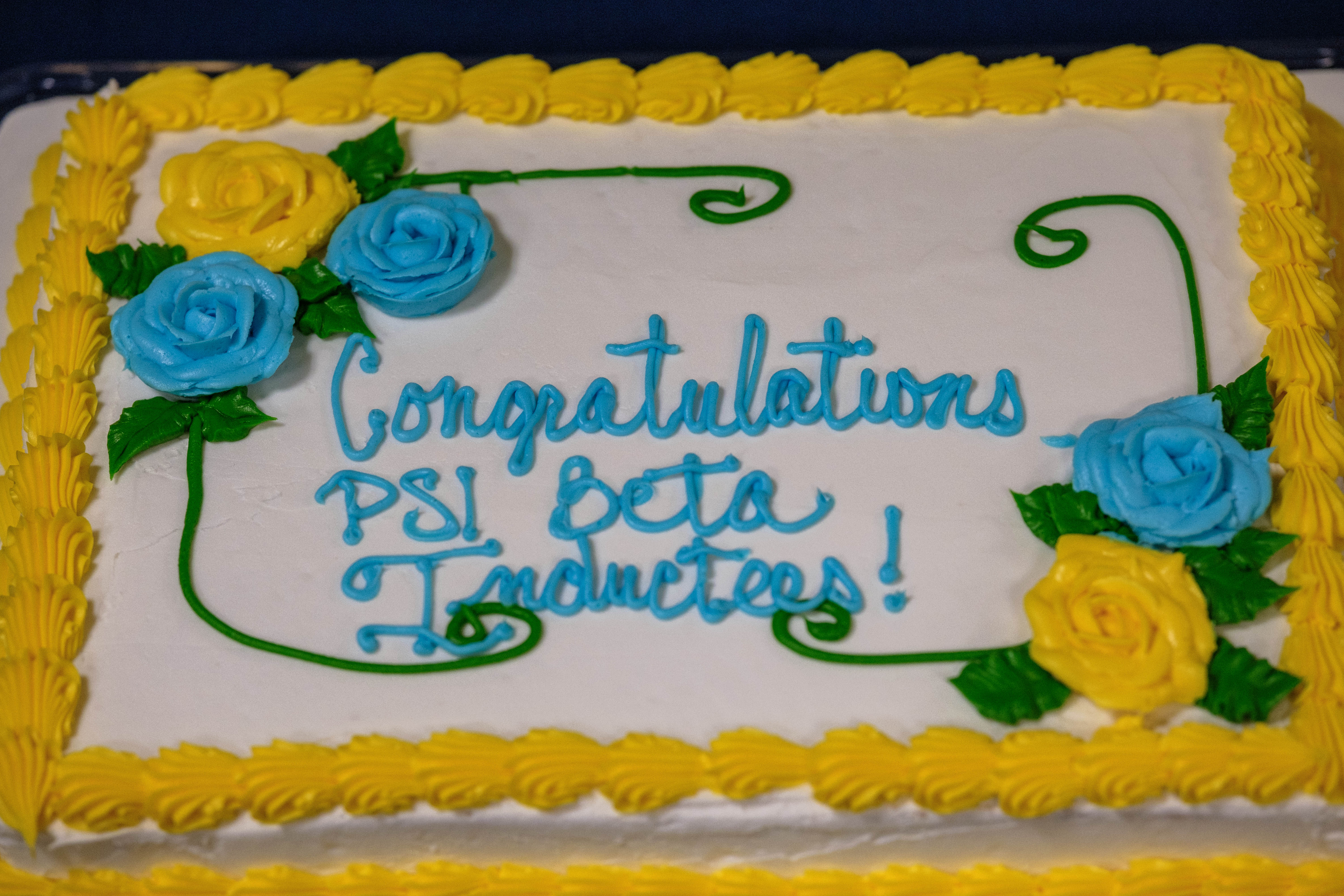 Psi Beta inductee ceremony cake