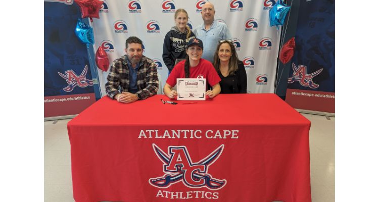Millinda Marigliano and her family on Athletics Signing Day at Atlantic Cape
